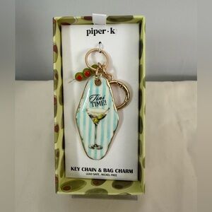 Piper K Key Chain & Bag Charm with Martini Design